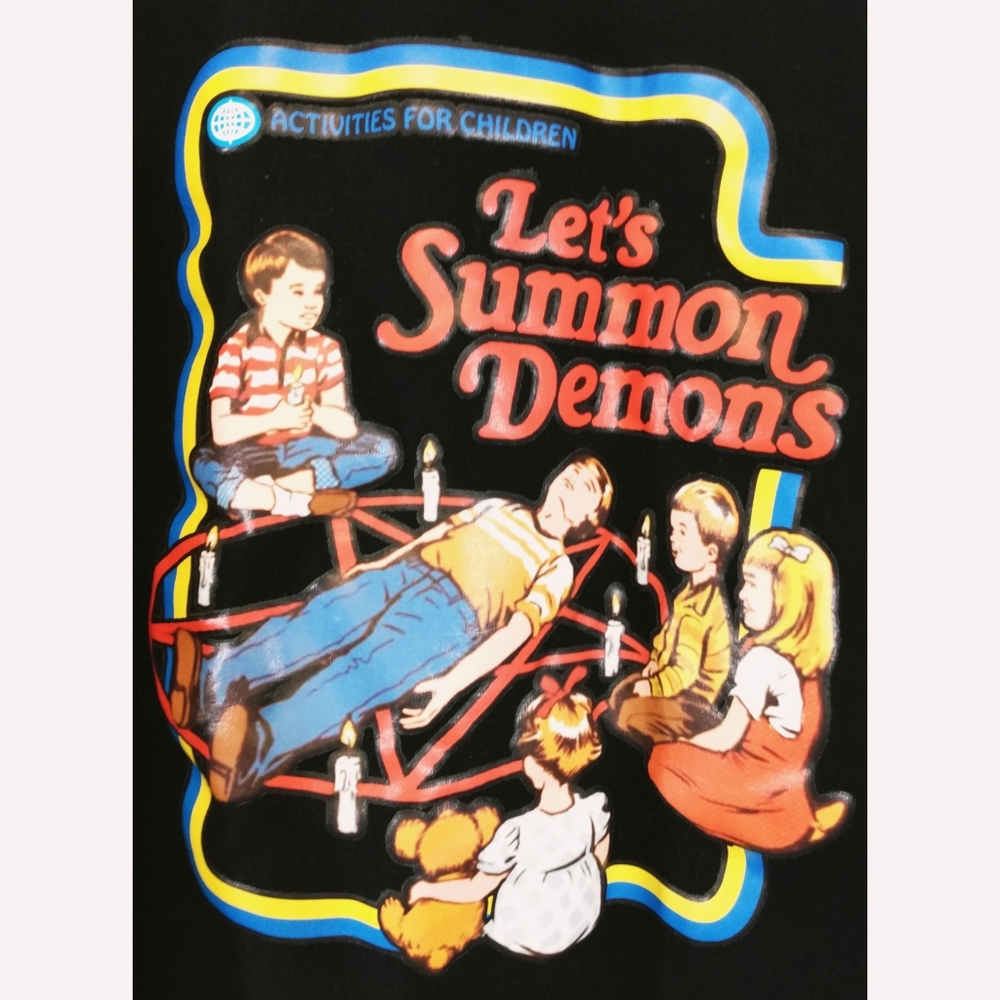 SOLD "Let's Summon Demons" Distressed Crop Top - Picture 2 of 4